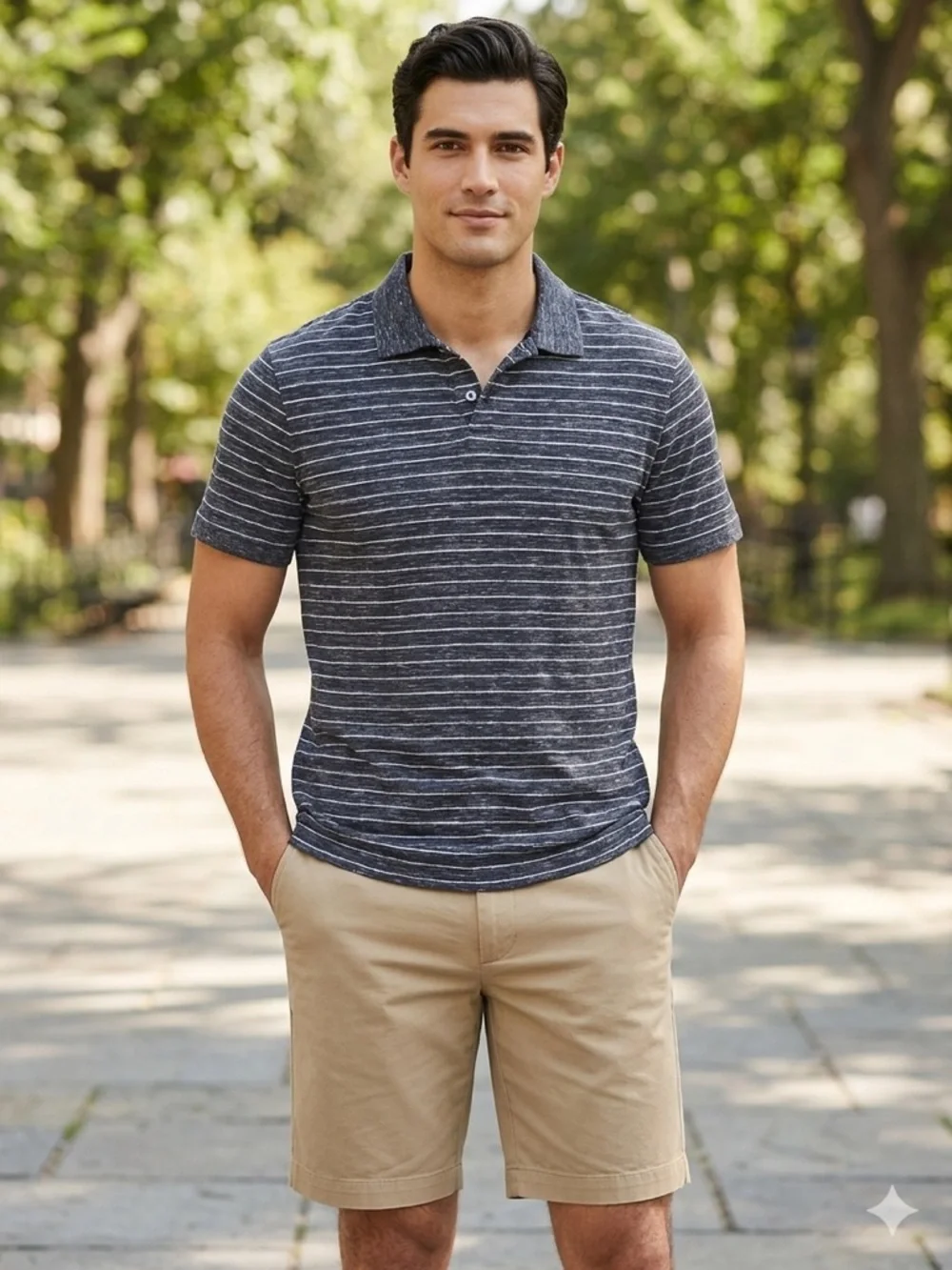 BANANA REPUBLIC SLIM SPACEDYE STRIPED PIQUE POLO SIZE L TALL